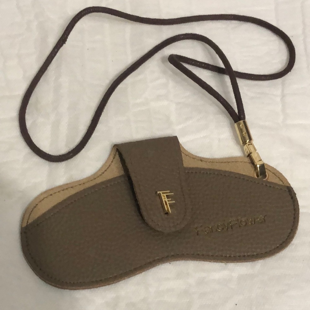 Leather Glasses Case with Lanyard NWOT